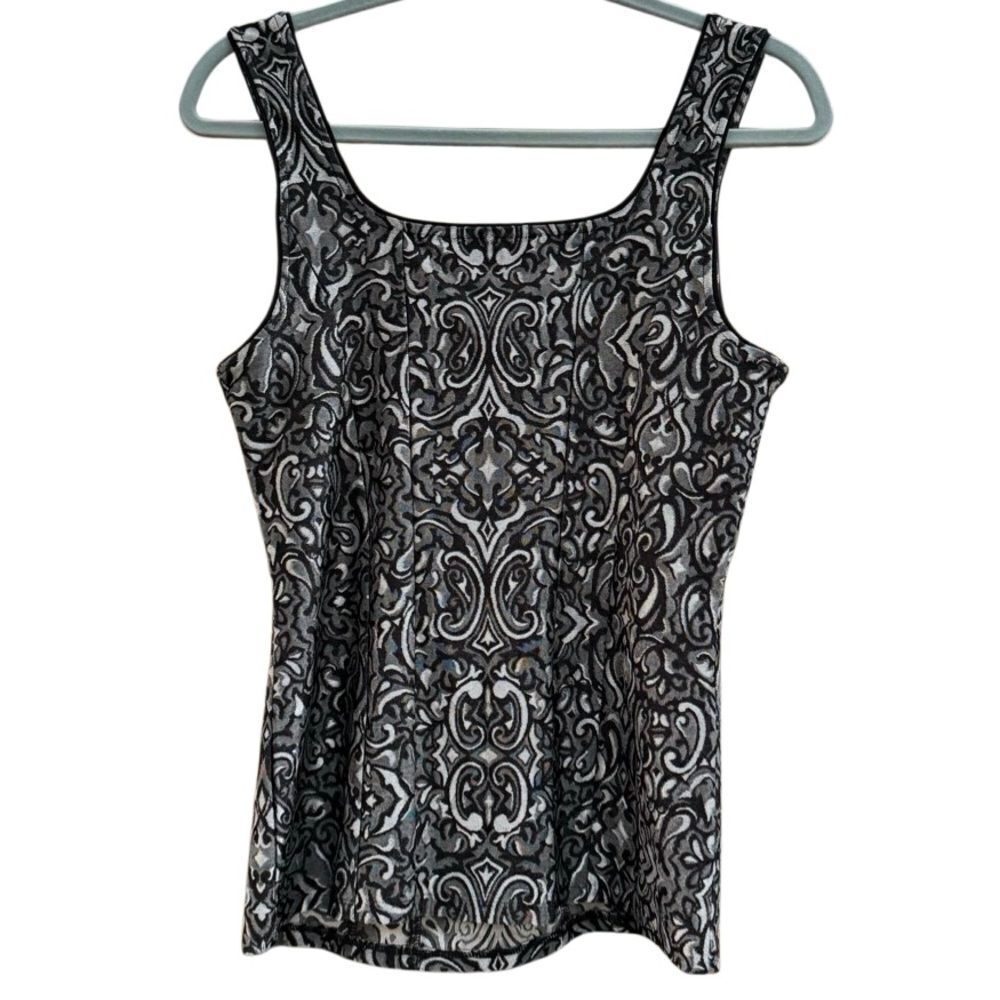 NWT White House Black Market Women's Shiny Jacquard Cami in Black Size Medium